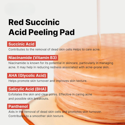 Red Succinic Acid Panthenol Facial Peeling Pads